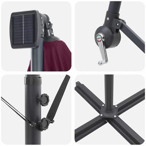 Cantilever bananparasol Vinröd 249 x 249 x 250 cm