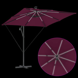 Cantilever bananparasol Vinröd 249 x 249 x 250 cm