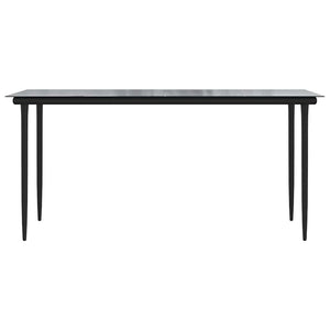 Matgrupp för trädgård med dynor 7 delar svart polyrotting glas