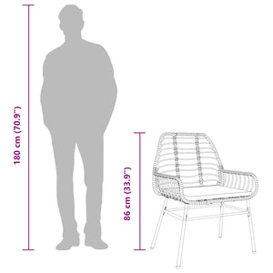 Matgrupp för trädgård med dynor 5 delar brun polyrotting glas