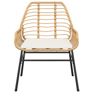 Matgrupp för trädgården med dynor 7 delar brun polyrotting glas