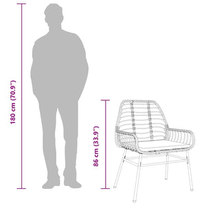 Matgrupp för trädgården med dynor 7 delar brun polyrotting glas