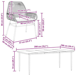 Matgrupp för trädgården med dynor 9 delar grå polyrotting glas
