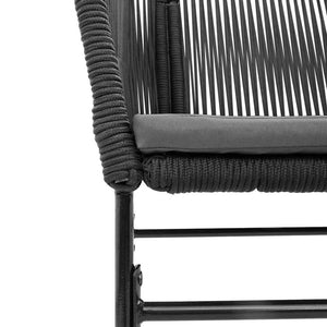 Matgrupp för trädgård med dynor 7 delar svart polyrotting glas