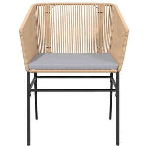 Matgrupp för trädgård med dynor 9 delar brun polyrotting glas