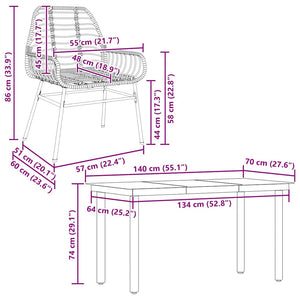 Matgrupp för trädgården 5 delar svart polyrotting glas