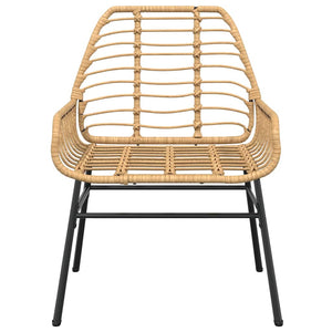 Matgrupp för trädgården 7 delar brun polyrotting glas