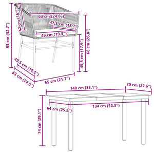 Matgrupp för trädgården med dynor 5 delar grå polyrotting glas