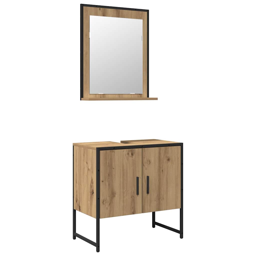 Badrumsmöbelset 2 st Brun 60 x 33 x 60 cm Konstruerat trä