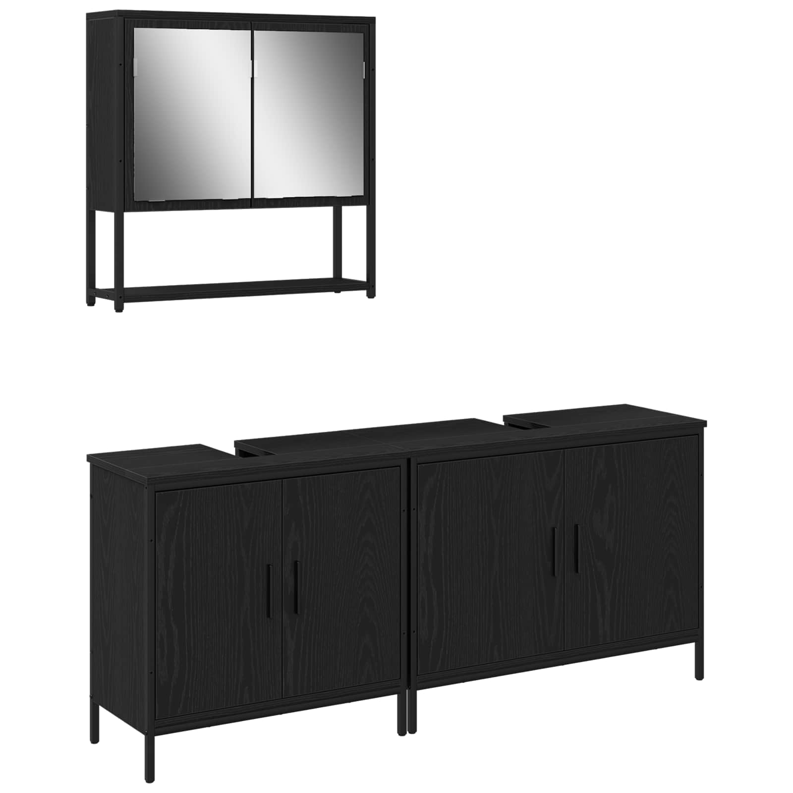 Badrumsmöbelset 3 st Svart 80 x 30 x 60 cm Konstruerat trä