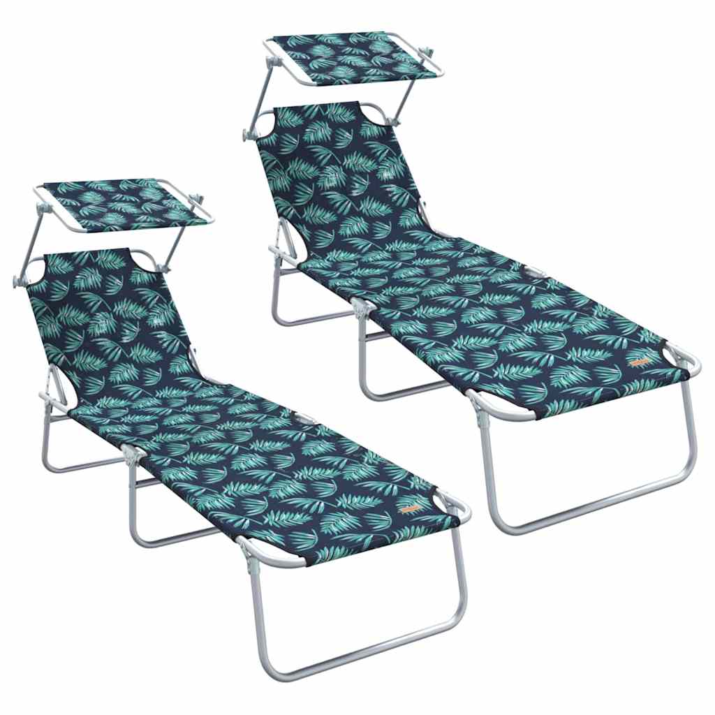 Solstol 2 pcs Grön 58 x 188 x 77cm Polyester