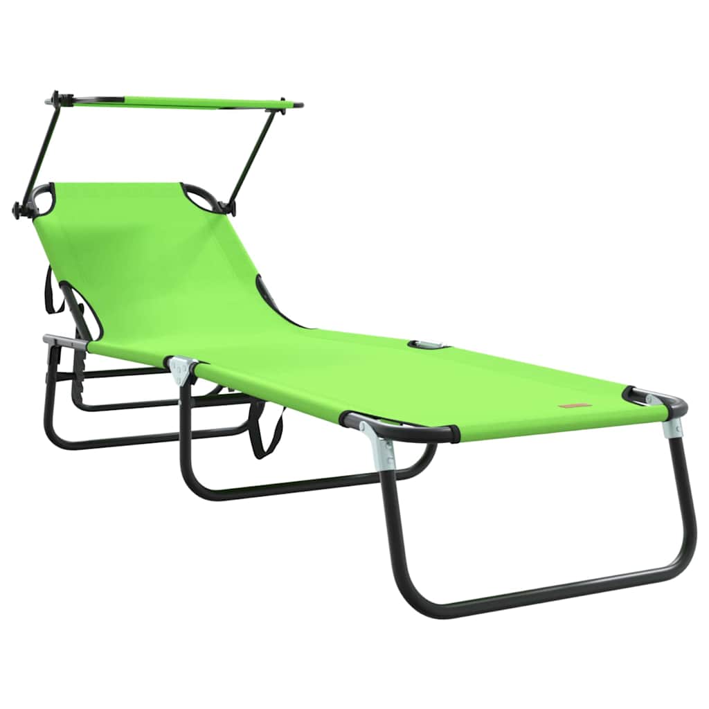 Hopfällbar solstol Grön 190 x 57 x 81 cm oxford