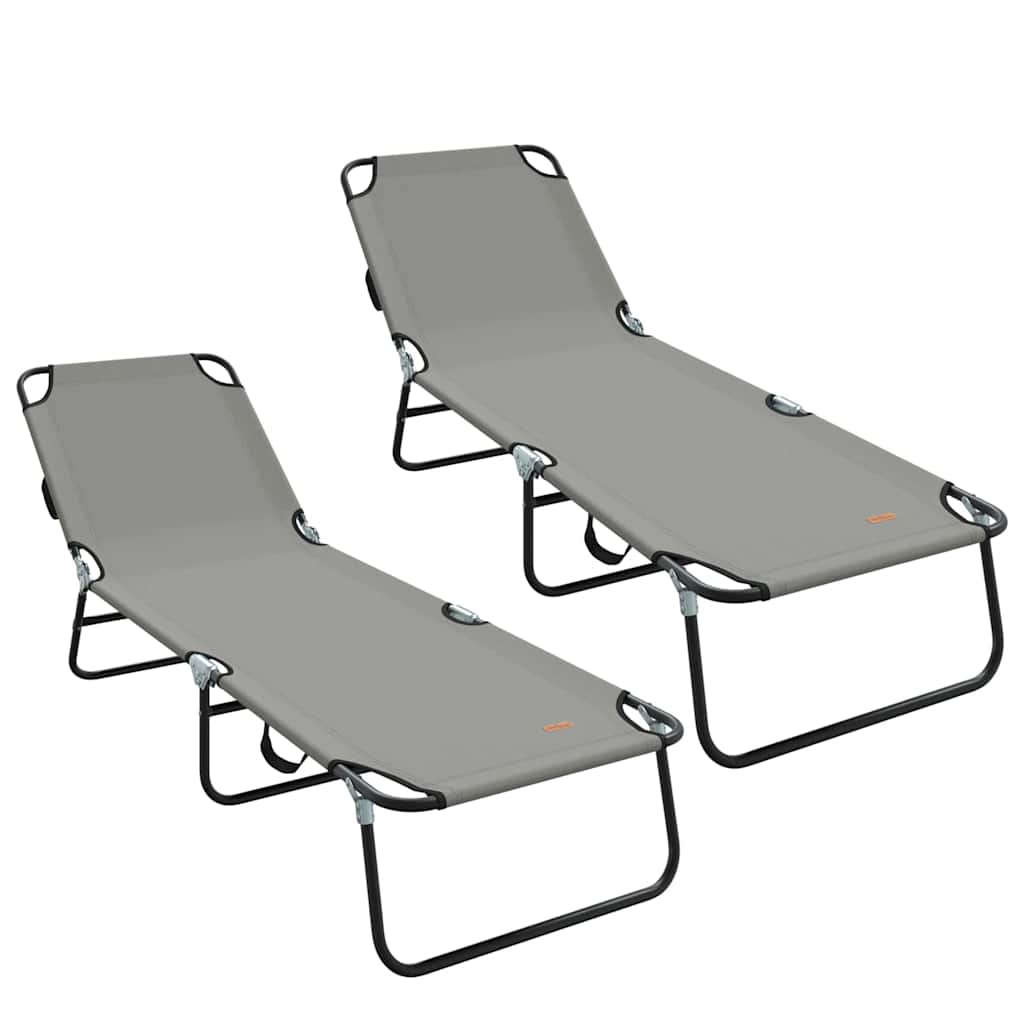 Hopfällbar solstol 2 pcs Grå 188 x 57 x 86,5 cm Polyester
