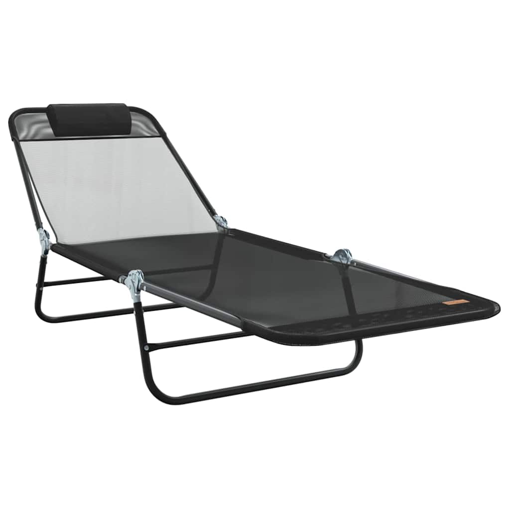 Hopfällbar solstol Svart 182 x 55 x 85,5 cm Textilene