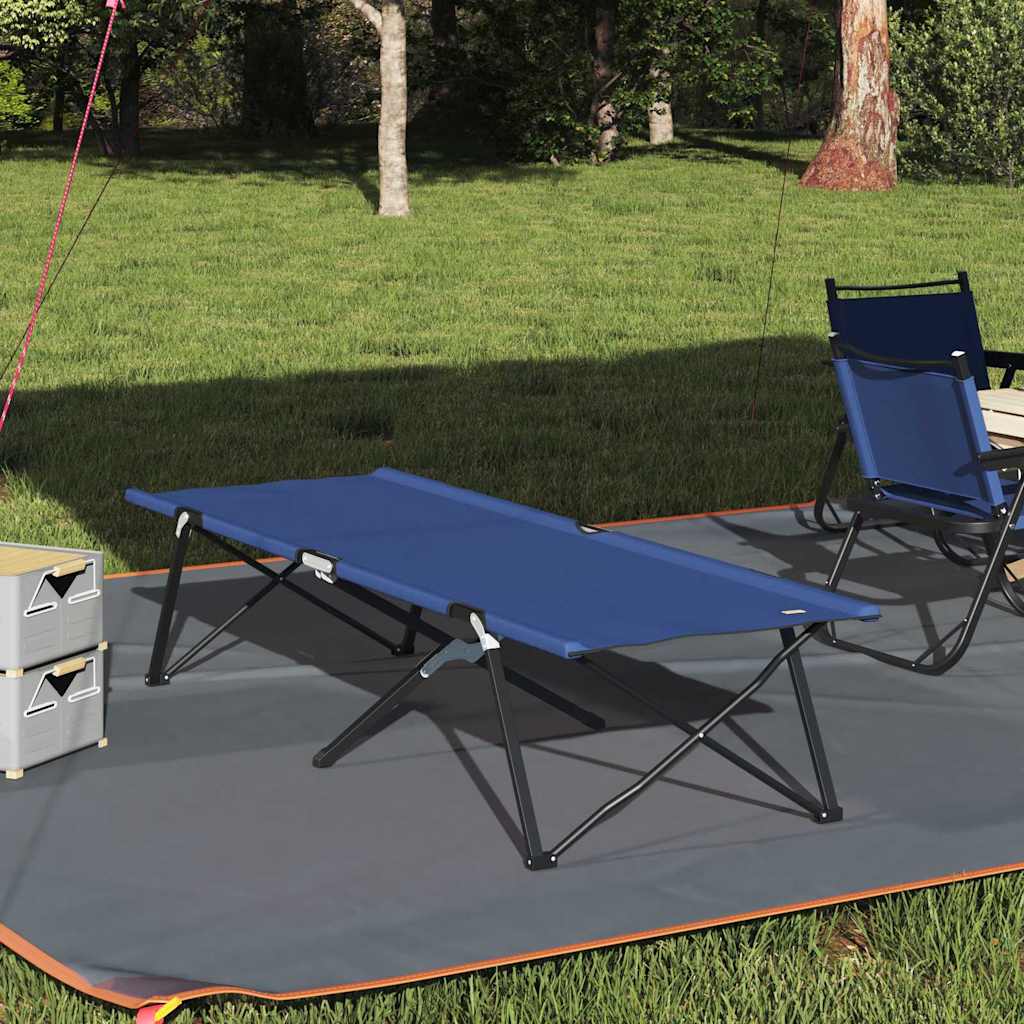 Fällbar Camping Säng Blå 206 x 76 x 74 cm Oxford och Stål