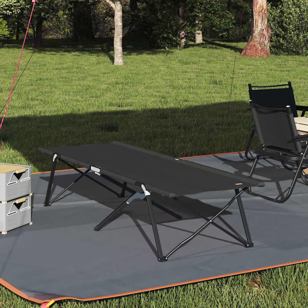 Fällbar Camping Säng Svart 206 x 76 x 74 cm Oxford och Stål
