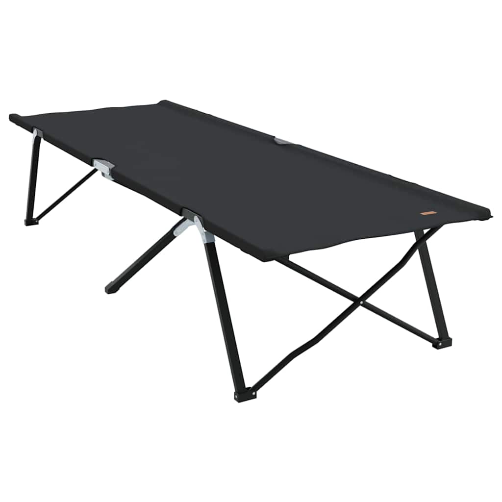 Fällbar Camping Säng Svart 206 x 76 x 74 cm Oxford och Stål