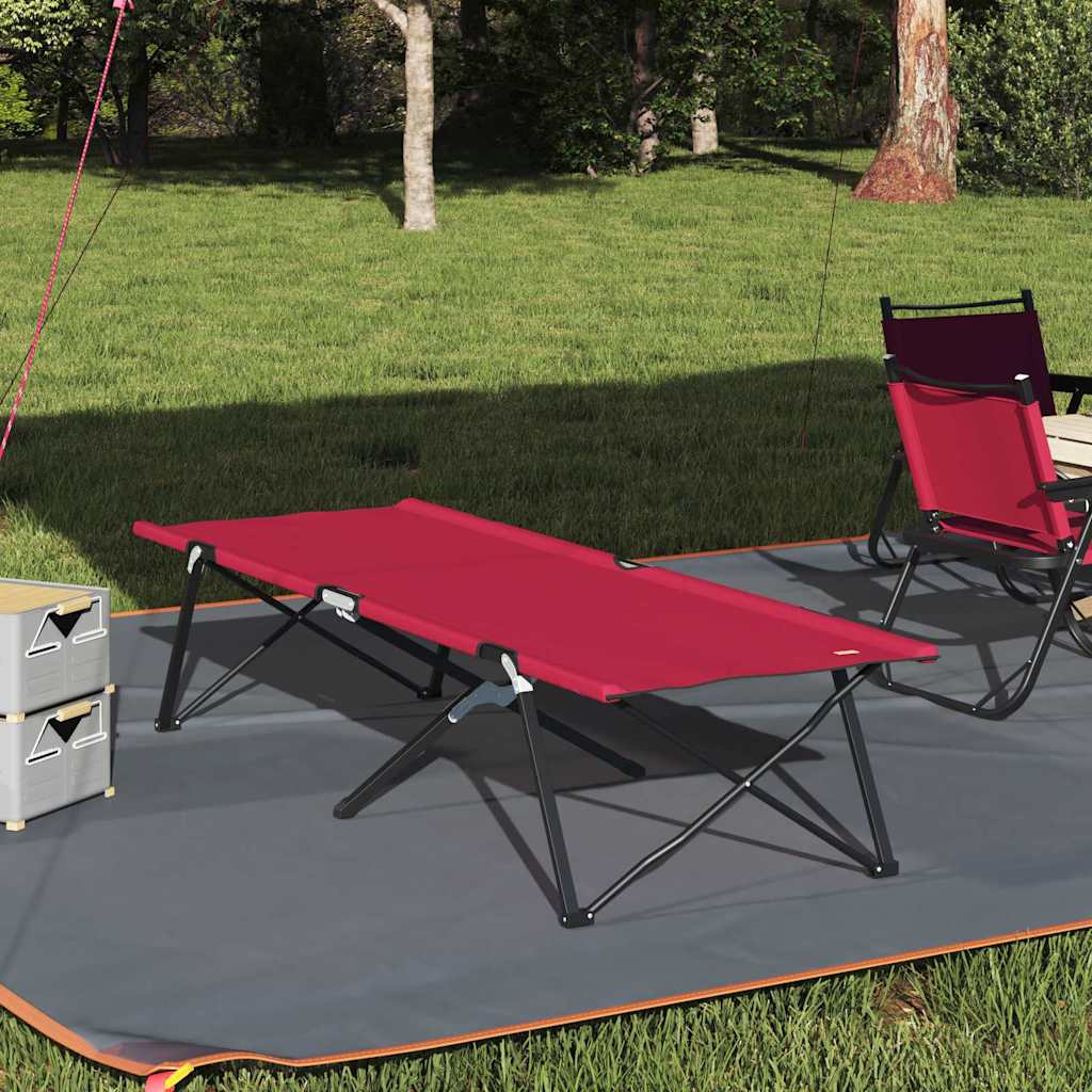 Fällbar Camping Säng Röd 206 x 76 x 74 cm Oxford och Stål