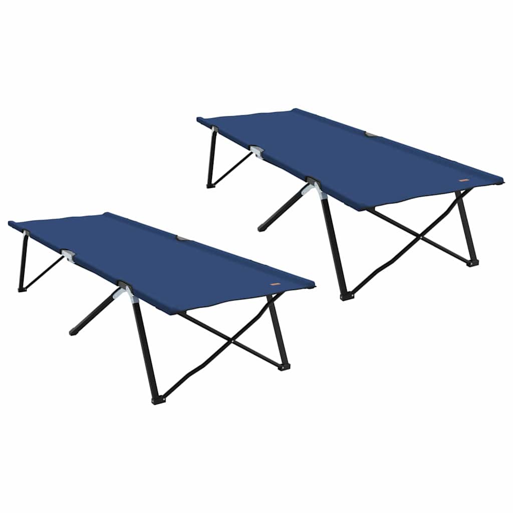Fällbar Camping Säng 2 st Blå 206 x 76 x 74 cm Oxford och Stål