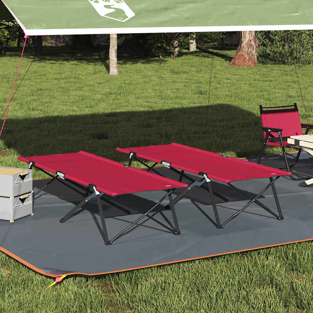 Fällbar Camping Säng 2 st Röd 206 x 76 x 74 cm Oxford och Stål