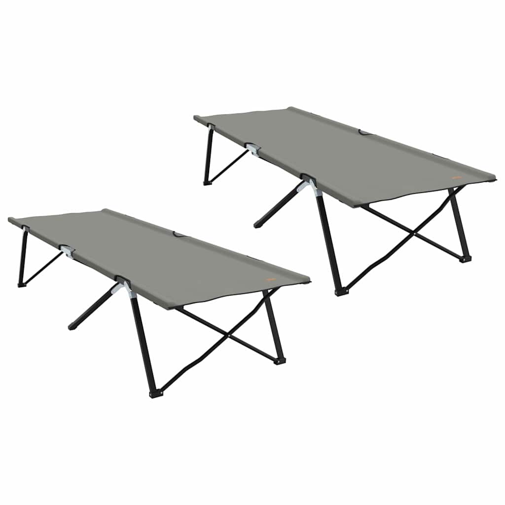Fällbar Camping Säng 2 st Grå 206 x 76 x 74 cm Oxford och Stål