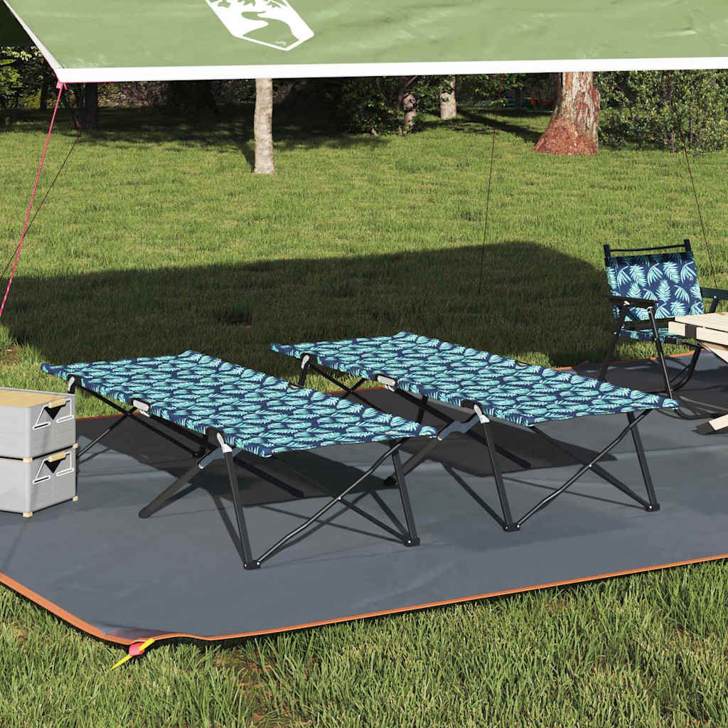 Fällbar Camping Säng 2 st Skog 206 x 76 x 74 cm Oxford och Stål