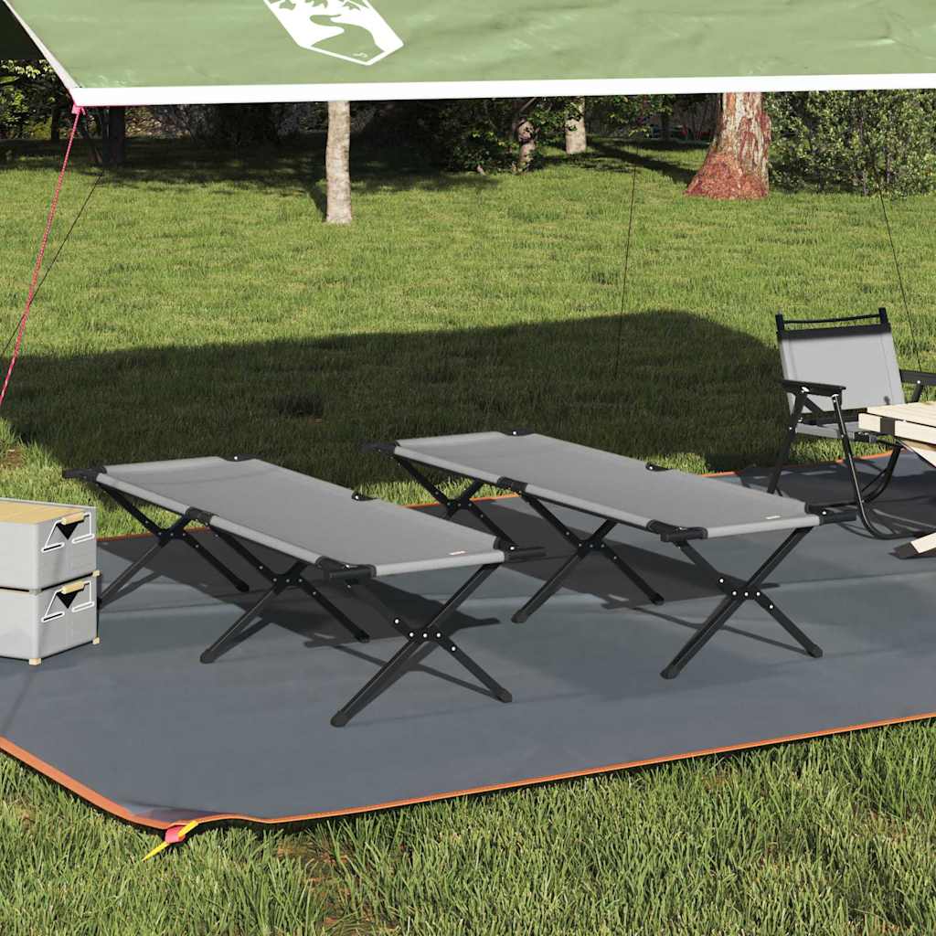 Fällbar Camping Säng 2 st Grå 193 x 69 x 45 cm Oxford tyg