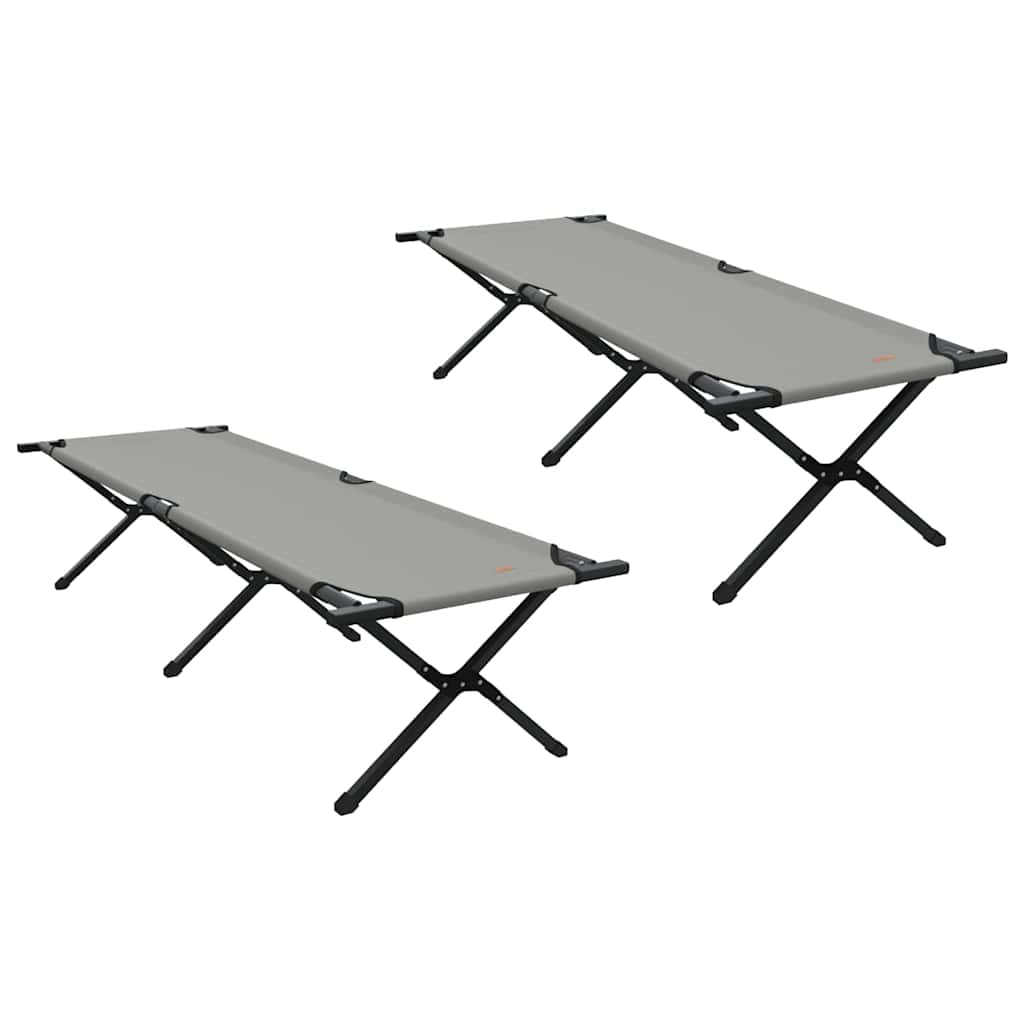 Fällbar Camping Säng 2 st Grå 193 x 69 x 45 cm Oxford tyg