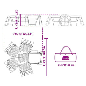 Familjetält med tak med lagring Grön och Vit 745 x 700 x 217 cm