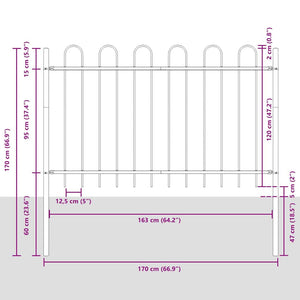 Trädgårdsstängsel Vit 1.7 x 1.2 m Pulverlackerad stål