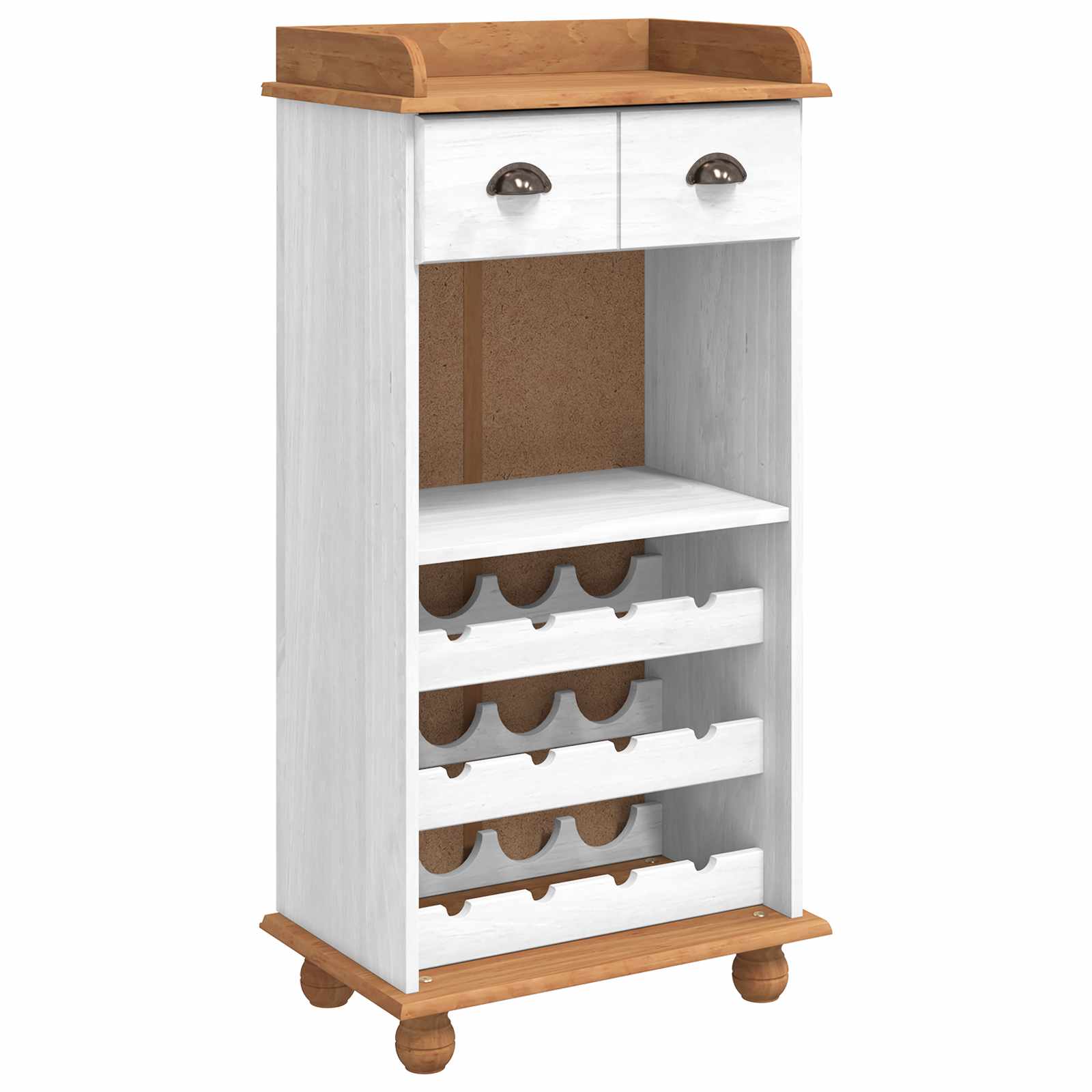 Vinskåp ASKIM Vit med Honungstopp 57 x 37 x 114 cm Massiv furu