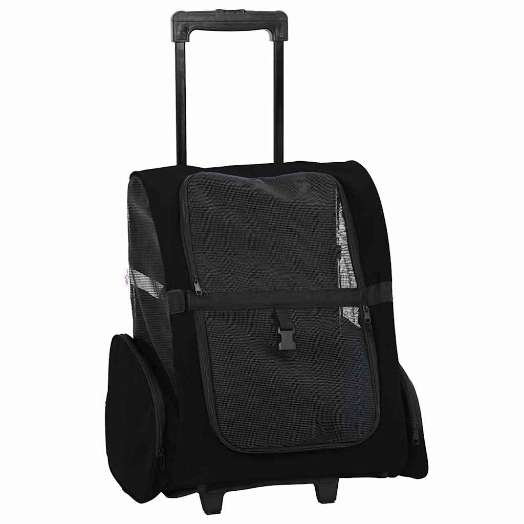 Husdjursvagn 3-i-1-design svart 48x32x(57-106) cm oxfordtyg