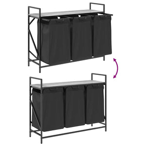 Tvättkorg 3 fack med hylla grå sonoma