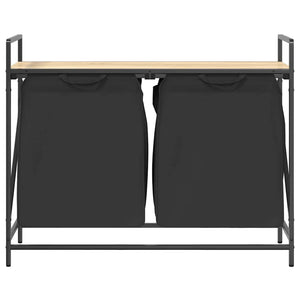 Tvättkorg 2 fack med hylla sonoma-ek