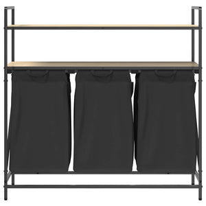 Tvättkorg 3 fack med hyllor sonoma-ek