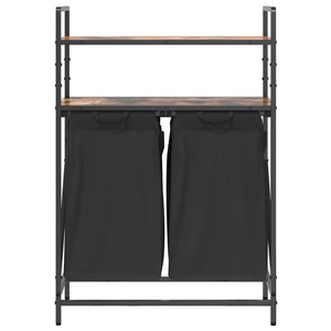 Tvättkorg 2 fack med hyllor rökfärgad ek