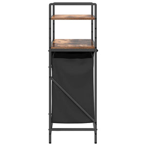 Tvättkorg 2 fack med hyllor rökfärgad ek