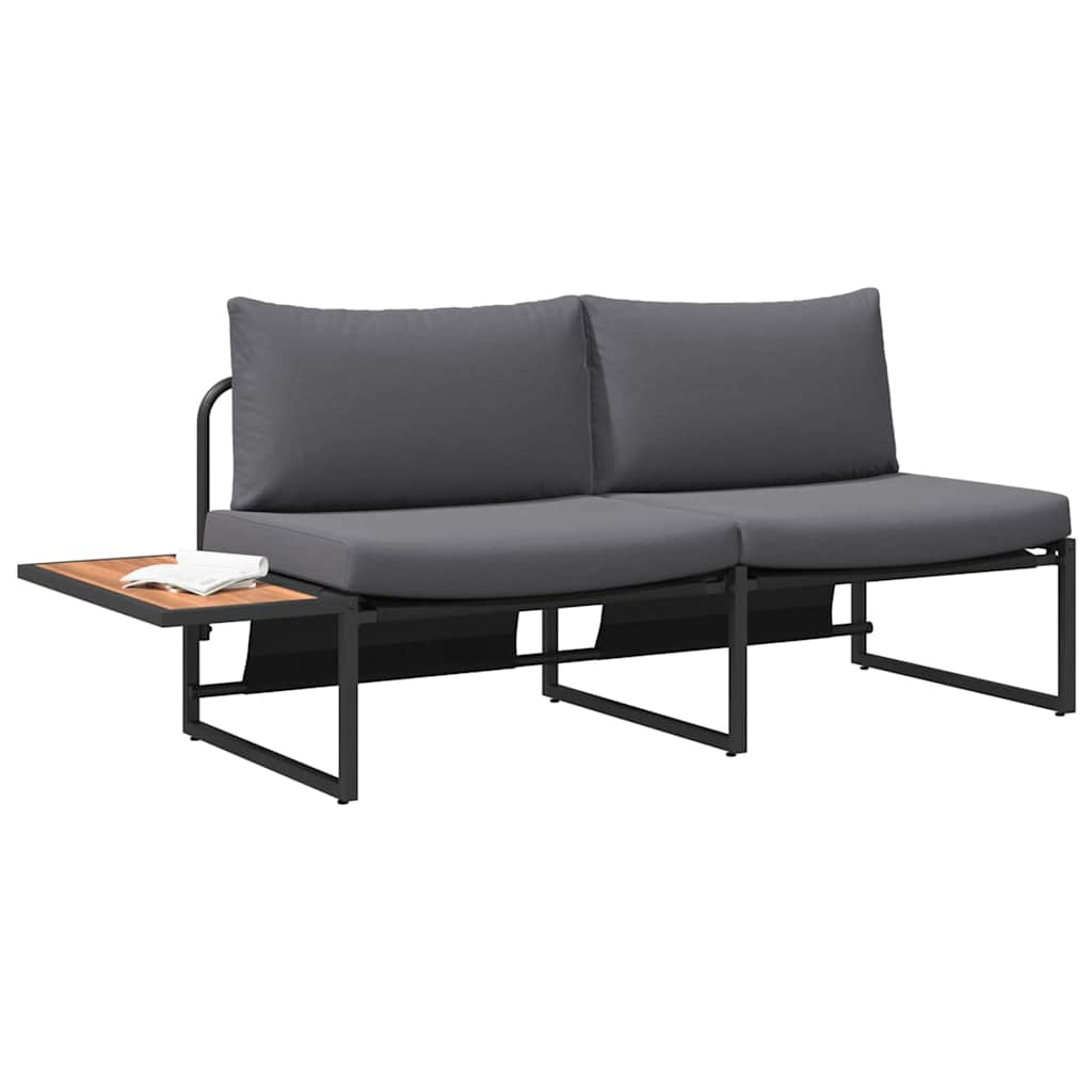 Trädgårdsoffa med kudde Antracit 200,5 x 70 x 85,5 cm Stål