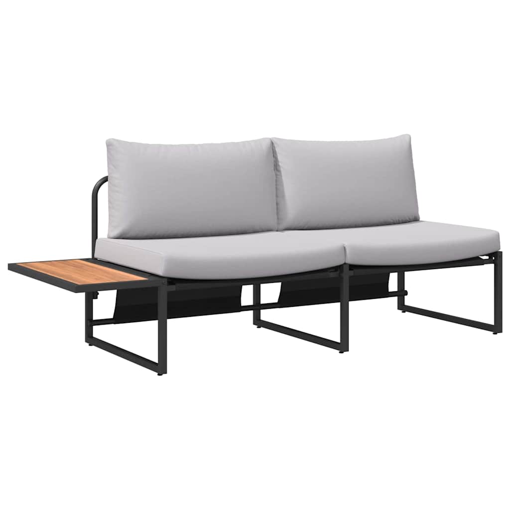 Trädgårdsoffa med kudde Ljusgrå 200,5 x 70 x 85,5 cm Stål