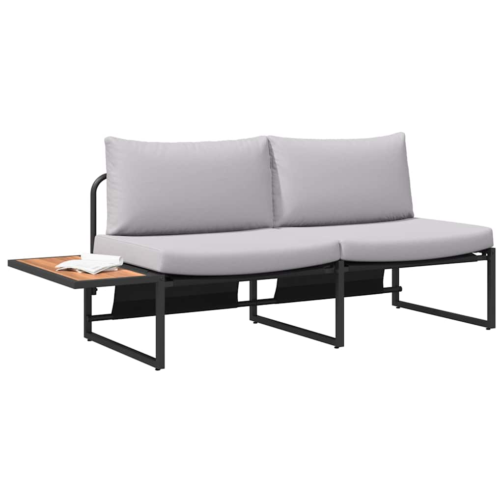 Trädgårdsoffa med kudde Ljusgrå 200,5 x 70 x 85,5 cm Stål