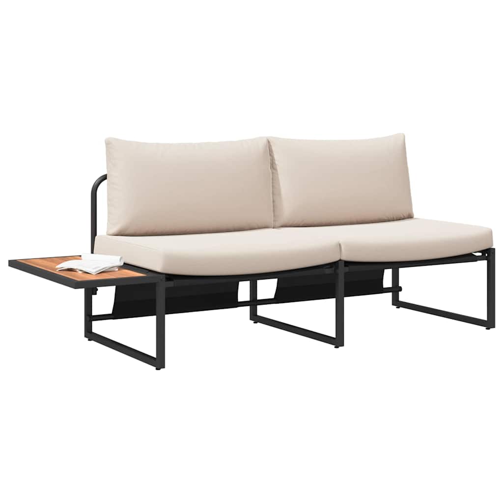 Trädgårdsoffa med kudde Taupe 200,5 x 70 x 85,5 cm Stål
