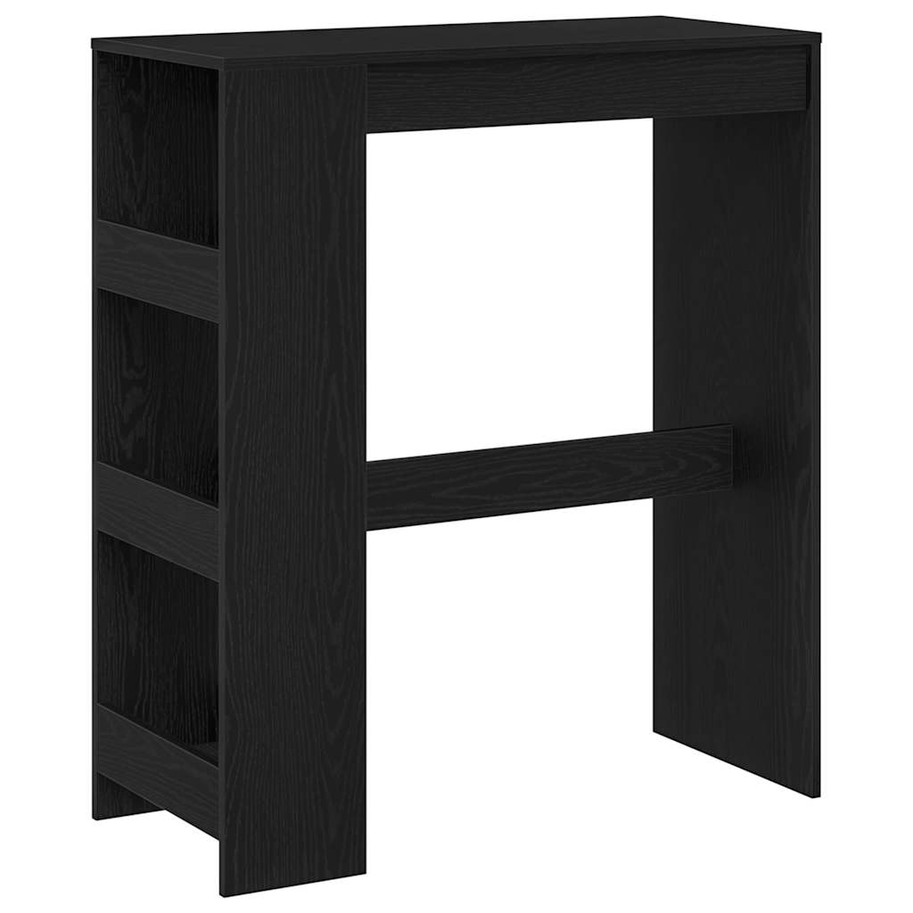 Barbord med hyllor svart ek 90x40x103,5 cm konstruerat trä