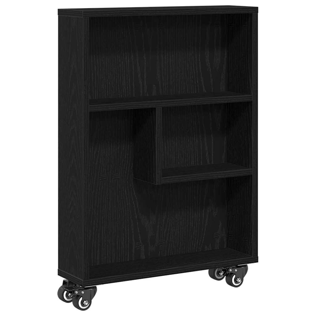 Smal förvaringsvagn Svart Ek 48 x 13 x 68 cm