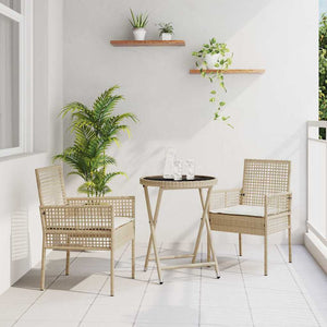 Trädgårds Bistro Set 3 pcs Beige konstrotting