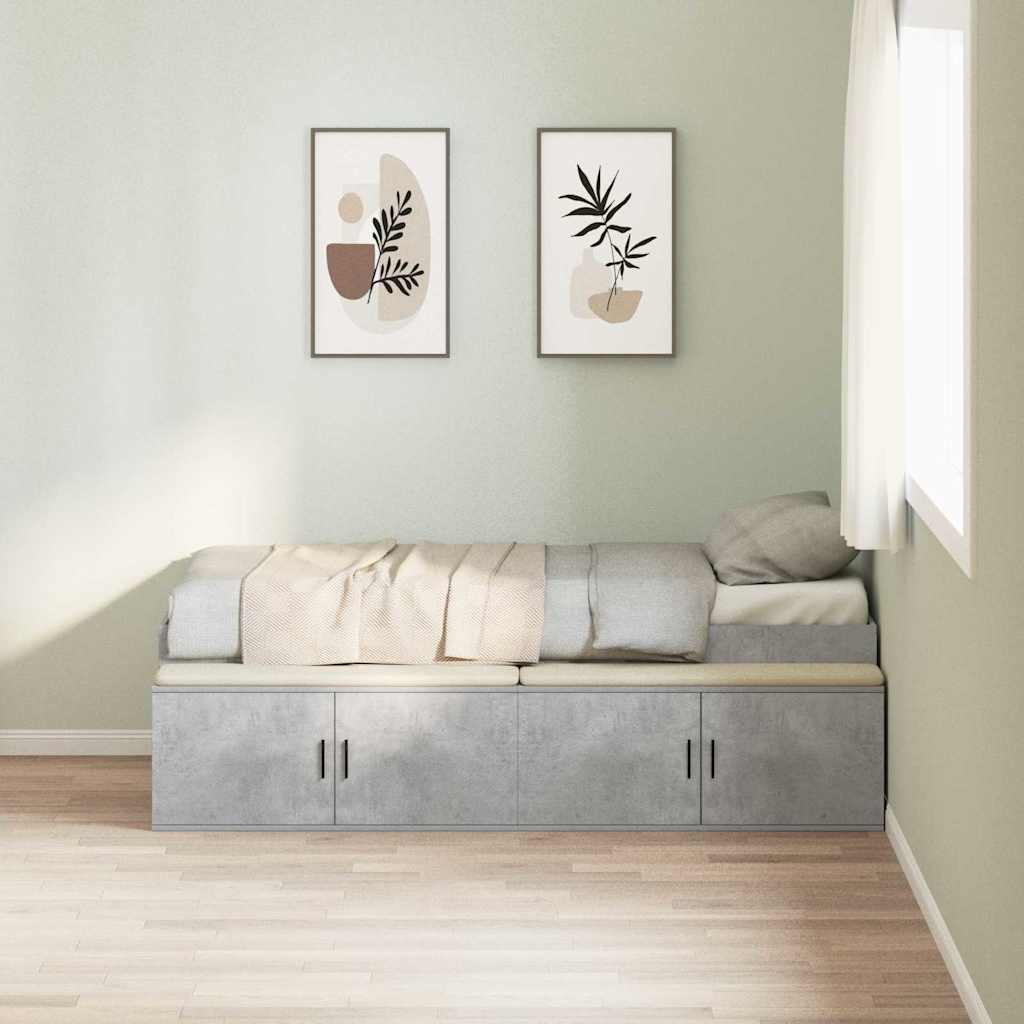 Sängram med låda Betonggrå 70 x 190 cm Konstruerat trä