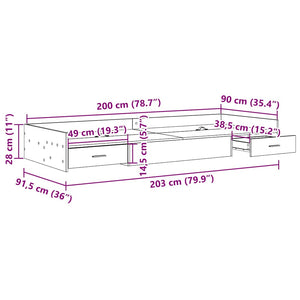 Sängram med huvudgavel Artisan Ek 90 x 200 cm Konstruerat trä