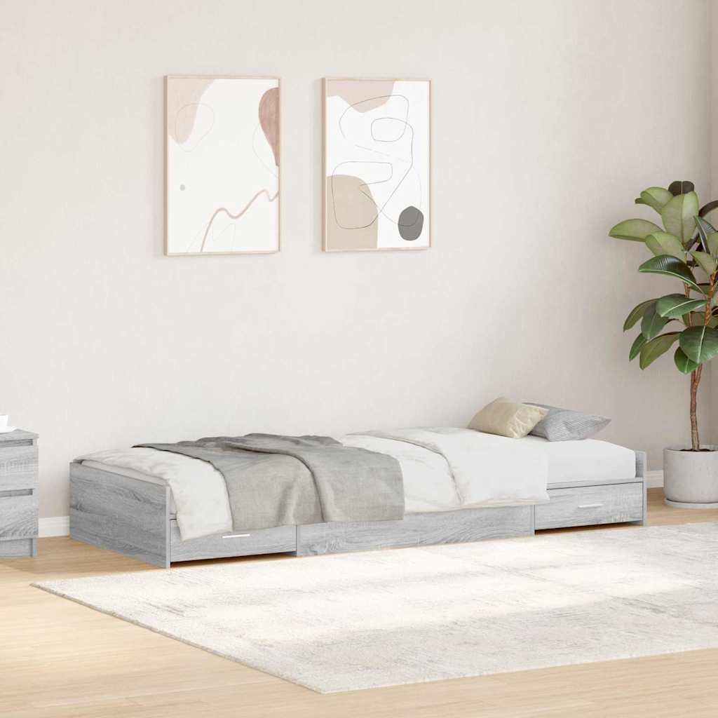 Sängram med huvudgavel Grå Sonoma 75 x 190 cm Konstruerat trä