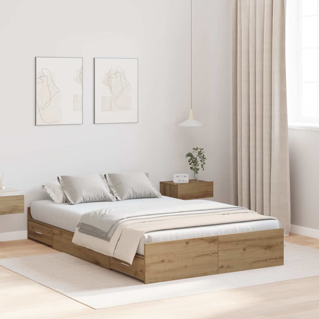 Förvaringssängram Artisan Ek 120 x 190 cm Konstruerat trä