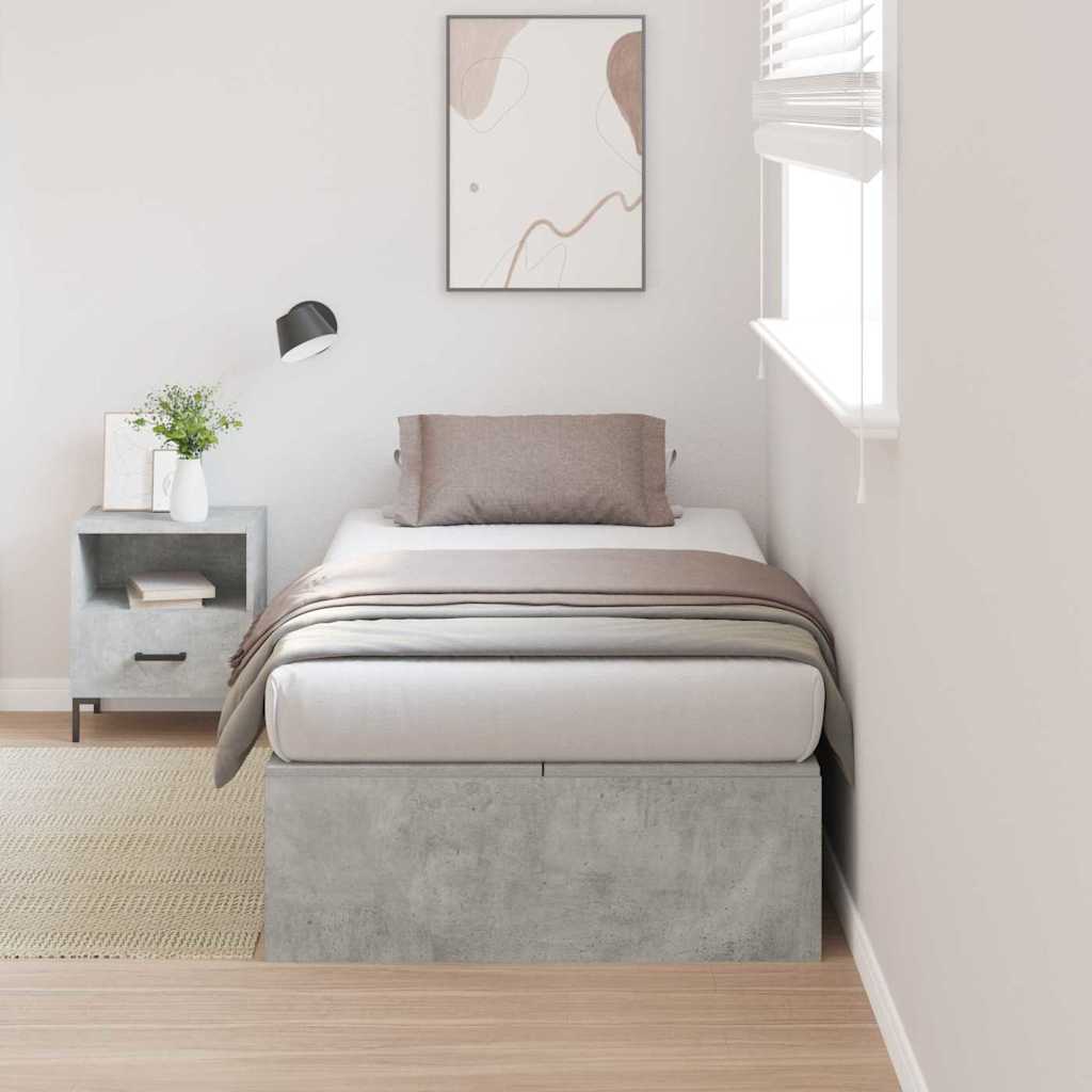 Förvaringssängram Betonggrå 80 x 200 cm Konstruerat trä