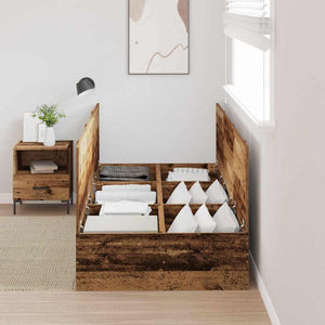 Förvaringssängram Gammalt trä 80 x 200 cm Konstruerat trä